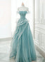 Off Shoulder Lace-up Formal Dress,Blue Birthday Dress Pretty Prom Dress