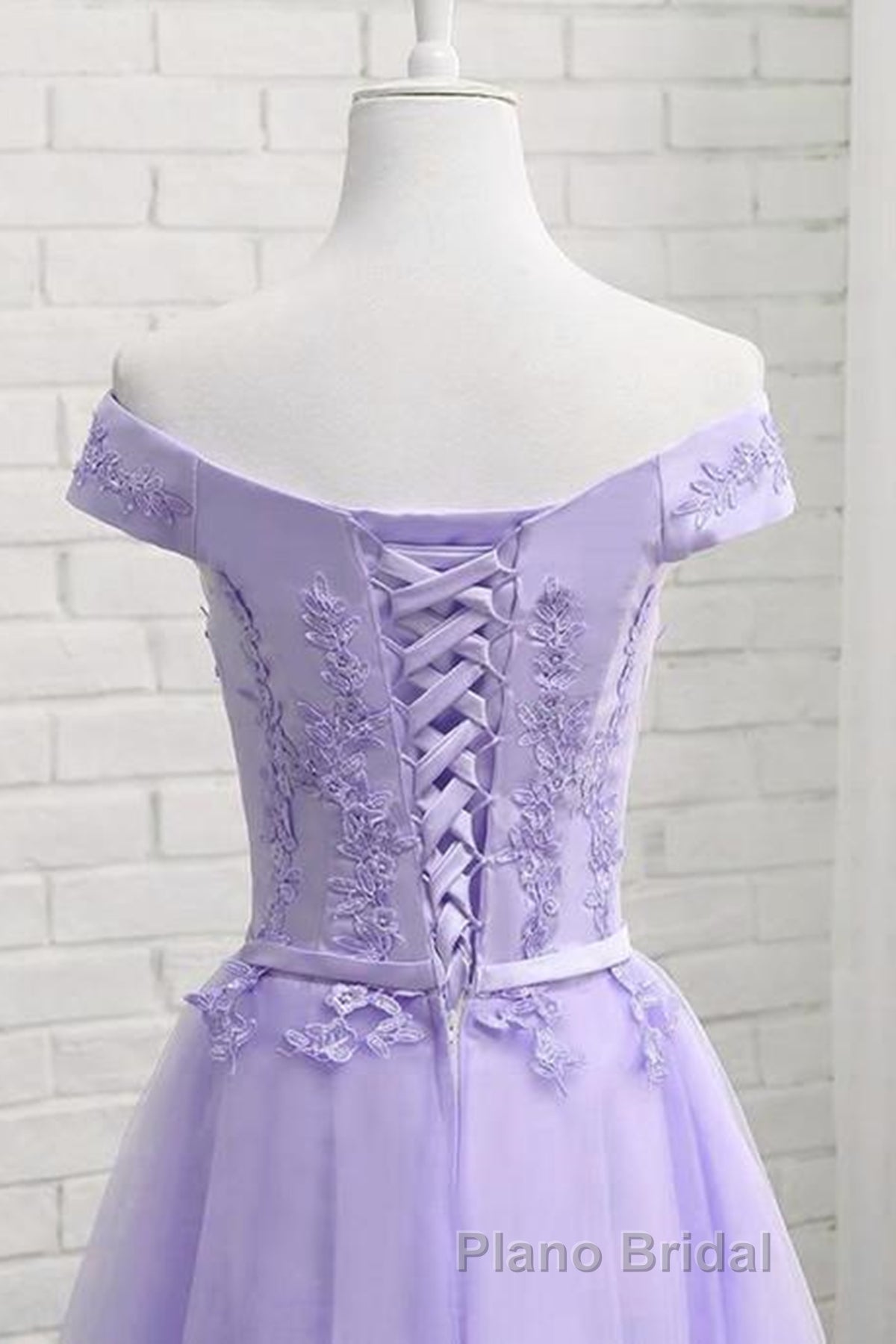 Off Shoulder Purple Lace Short Formal Prom Dress, Lilac Lace Homecoming Dress, Short Purple Formal Evening Dress Secondary image