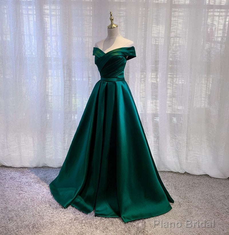Off Shoulder Satin Simple Sweetheart Long Prom Dress, A-line Party Dress Formal Dress Main image