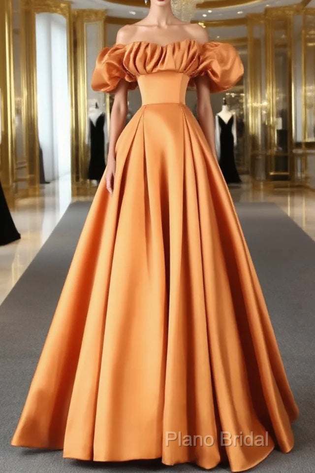 Off Shoulder Satin Sweetheart Lace-Up Party Dresses, Satin Simple Formal Dresses Formal Prom Dresses Main image