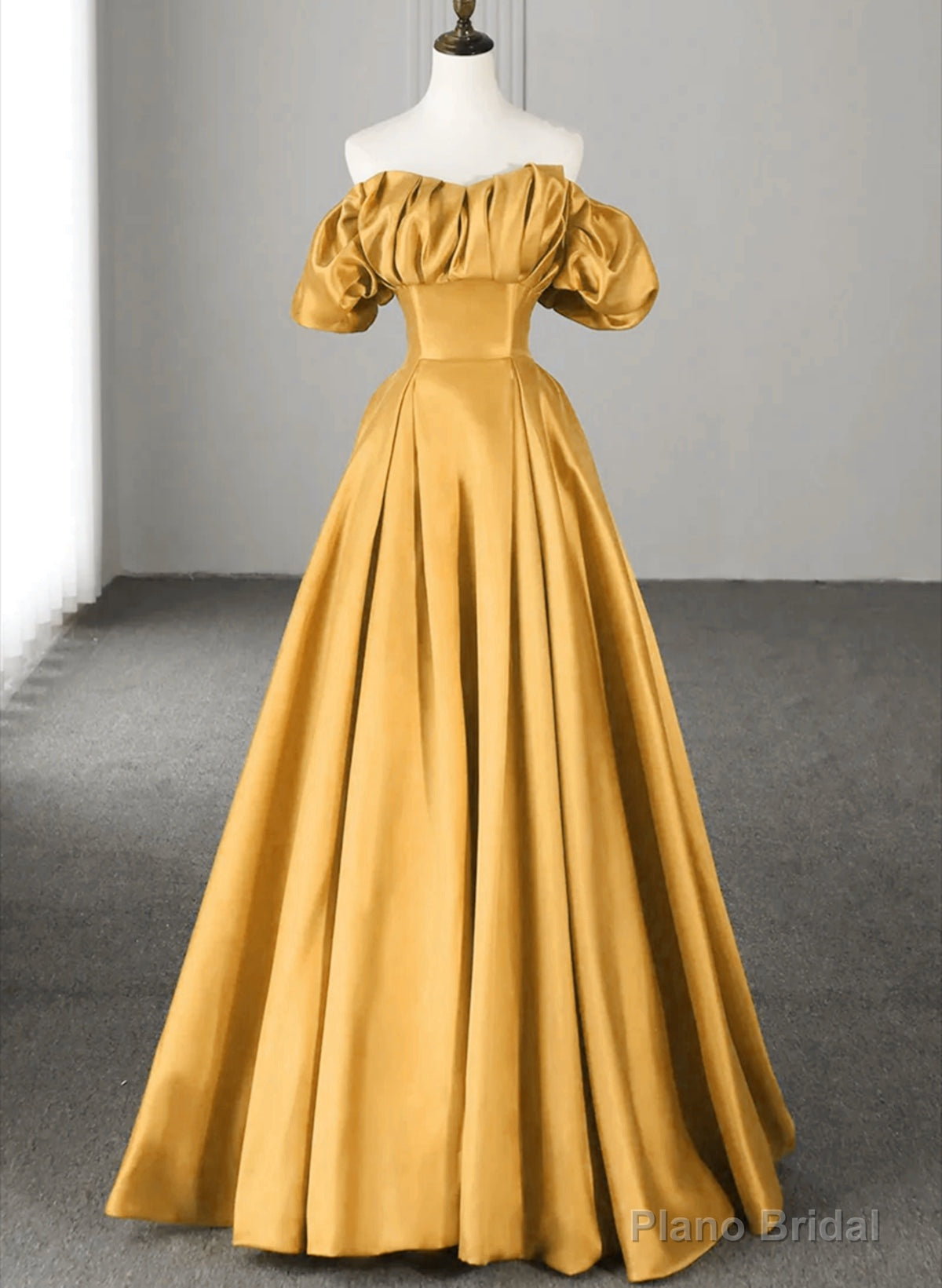 Off Shoulder Satin Sweetheart Lace-up Party Dress, Satin Simple Long Prom Dress Main image