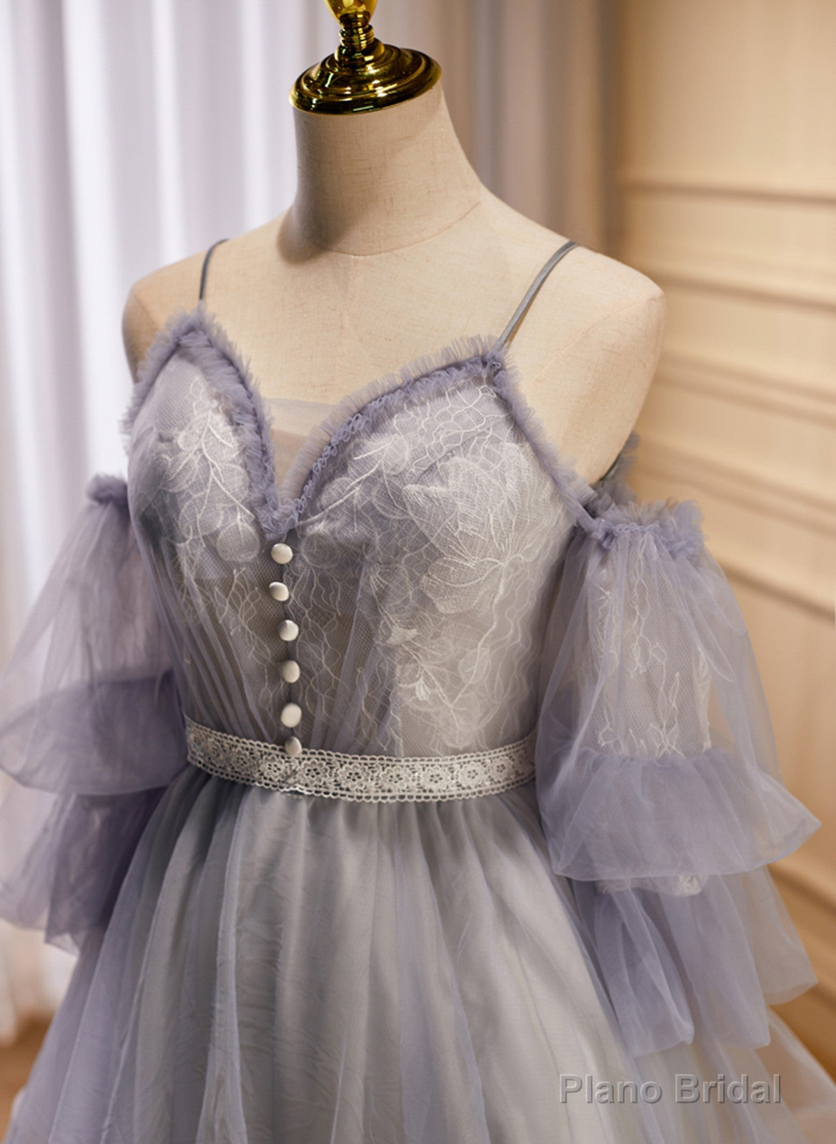 Off Shoulder Short Tulle Party Dress with Lace, Off Shoulder Homecoming Dress Secondary image