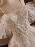 Off Shoulder Tulle Lace Light Champagne Long Formal Prom Dresses, Light Champagne Sweet 16 Dresses