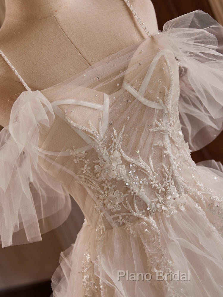 Off Shoulder Tulle Lace Light Champagne Long Formal Prom Dresses, Light Champagne Sweet 16 Dresses