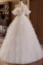 Off Shoulder Tulle Lace Light Champagne Long Formal Prom Dresses, Light Champagne Sweet 16 Dresses