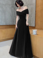 Off Shoulder Velvet Floor Length Sweetheart Formal Evening Dresses, A-Line Long Formal Prom Dresses