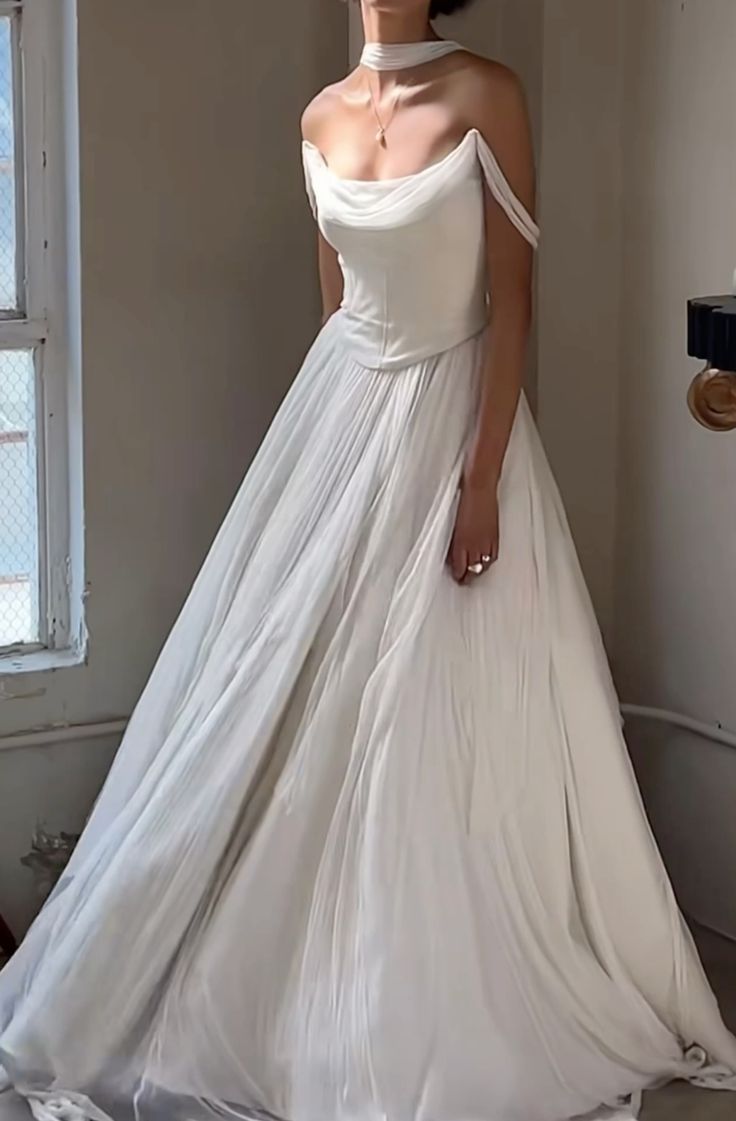 Off Shoulder White Beautiful Wedding Dresses Long Formal Dresses