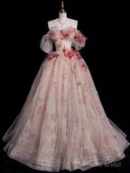 Off The Shoulder A Line Prom Dress Tulle Formal Dress