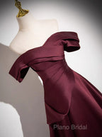 Off The Shoulder A-Line Satin Ruched Floor Length Formal Prom Dresses