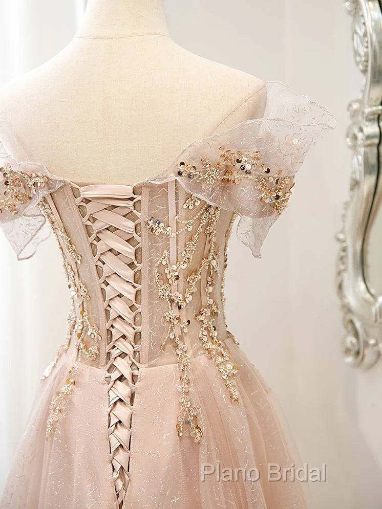 Off The Shoulder A Line Tulle Long Formal Prom Dresses Formal Dresses