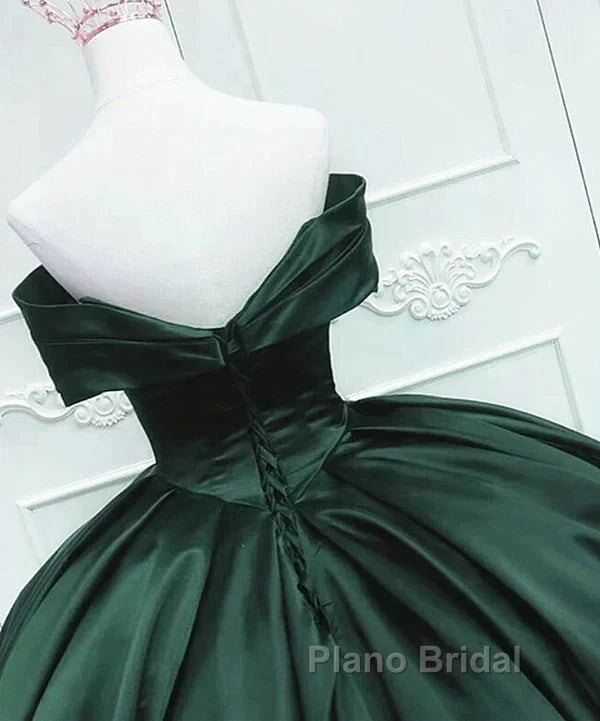 Off The Shoulder Ball Gown Dark Green Satin Quinceanera Dresses Princess Dresses Formal Prom Dresses Secondary image