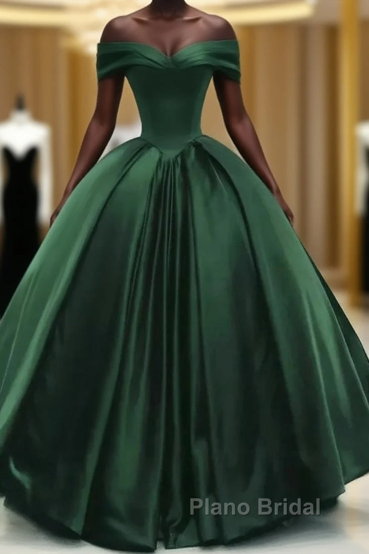 Off The Shoulder Ball Gown Dark Green Satin Quinceanera Dresses Princess Dresses Formal Prom Dresses Main image