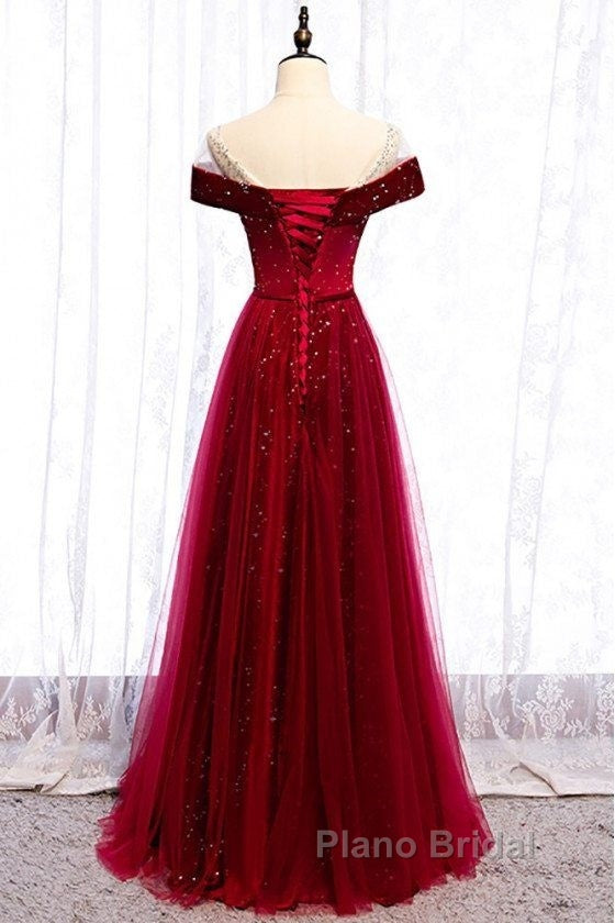 Off The Shoulder Burgundy Formal Long Formal Prom Dresses A Line Velvet Evening Dresses
