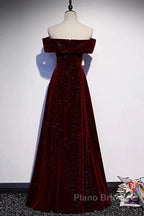 Off The Shoulder Burgundy Long Formal Prom Dresses, Burgundy Off Shoulder Long Formal Evening Dresses