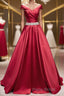Off the Shoulder Burgundy Long Formal Prom Dresses, Off Shoulder Wine Red Formal Evening Dresses