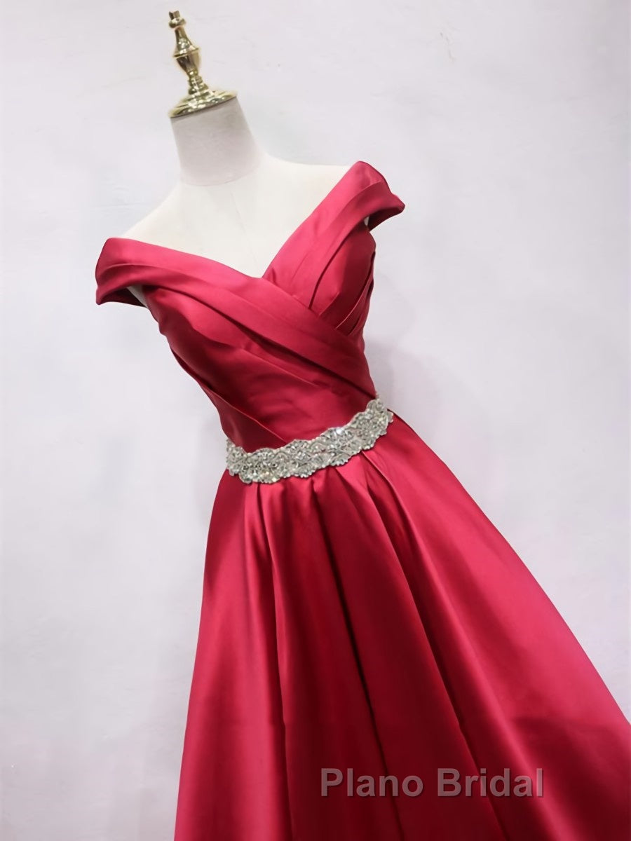 Off the Shoulder Burgundy Long Formal Prom Dresses, Off Shoulder Wine Red Formal Evening Dresses Secondary image
