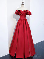 Off the Shoulder Burgundy Long Prom Dresses, Off Shoulder Wine Red Long Formal Evening Dresses