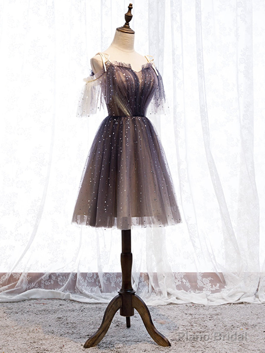 Off the Shoulder Deep Purple Short Prom Dresses, Off Shoulder Short Purple Formal Homecoming Dresses