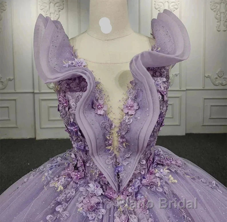 Off-The-Shoulder Deep V Neck Long Wedding Dresses With Applique