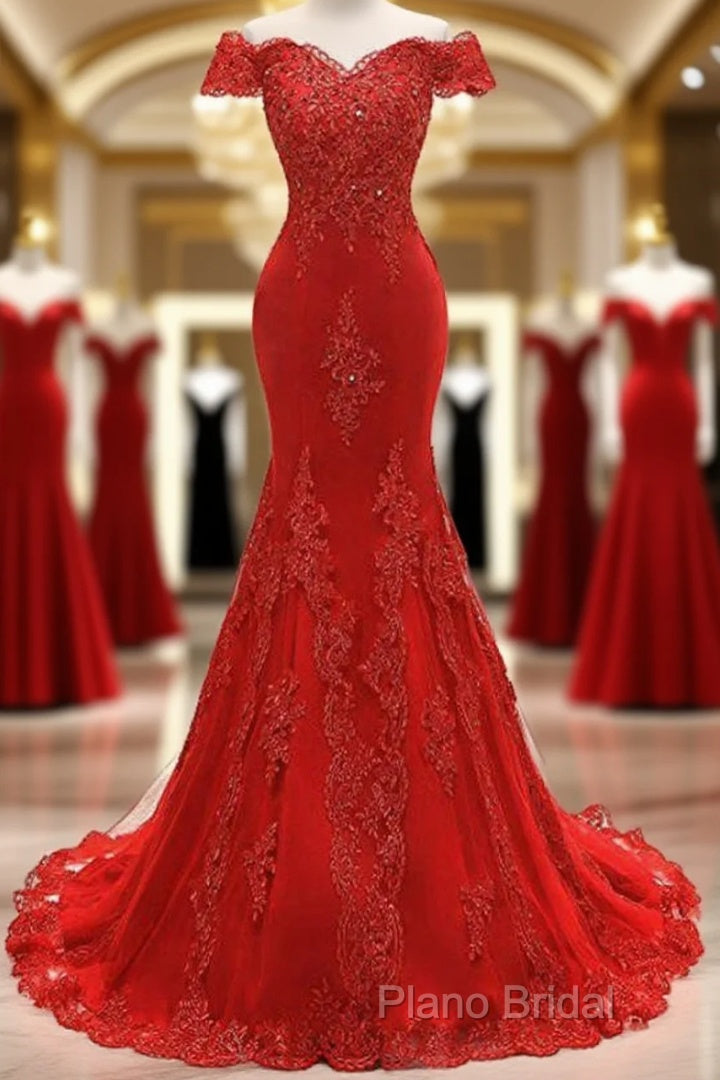 Off The Shoulder Embroidered Floral And Beads In Lace Mermaid Formal Gown Formal Prom Dresses Main image