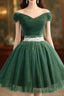 Off The Shoulder Green Tulle Short Homecoming Dresses