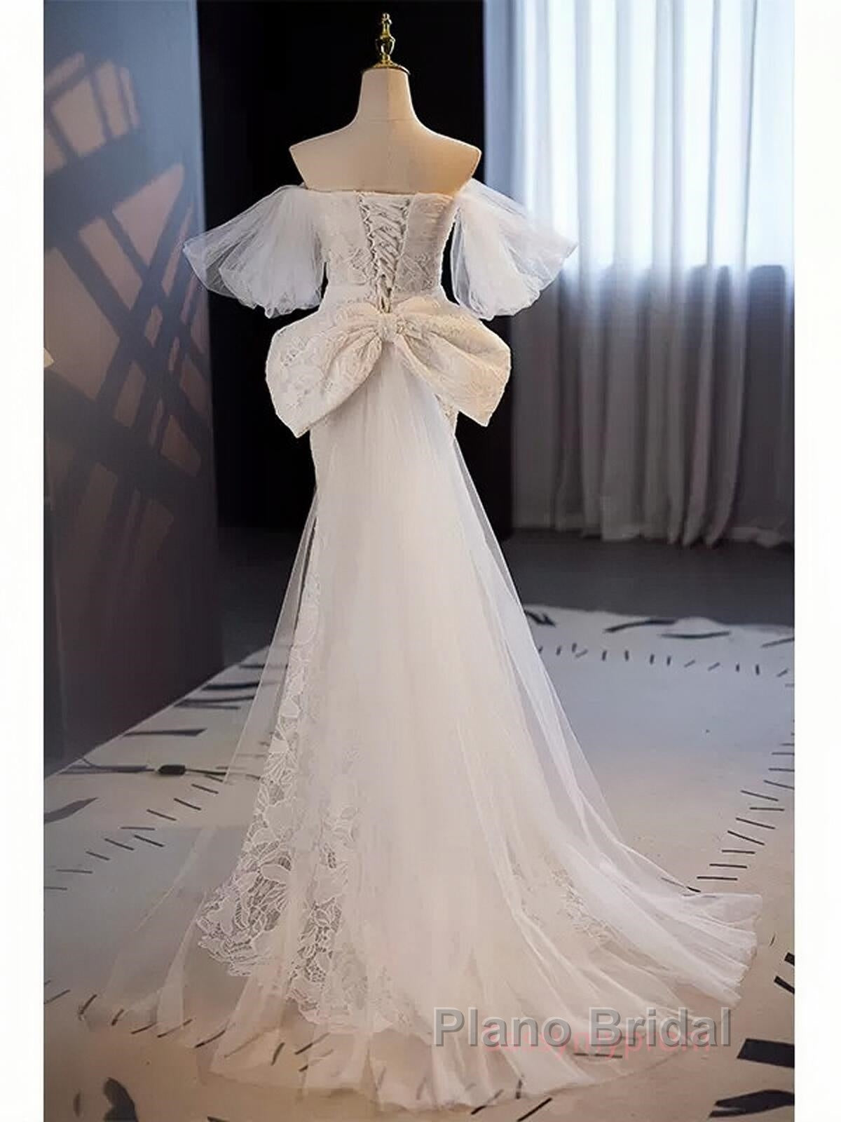 Off The Shoulder Lace Trumpet Mermaid Wedding Dresses With Bow Secondary image