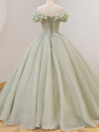 Off the Shoulder Light Sage Long Prom Dresses, Off Shoulder Long Sage Formal Evening Gowns