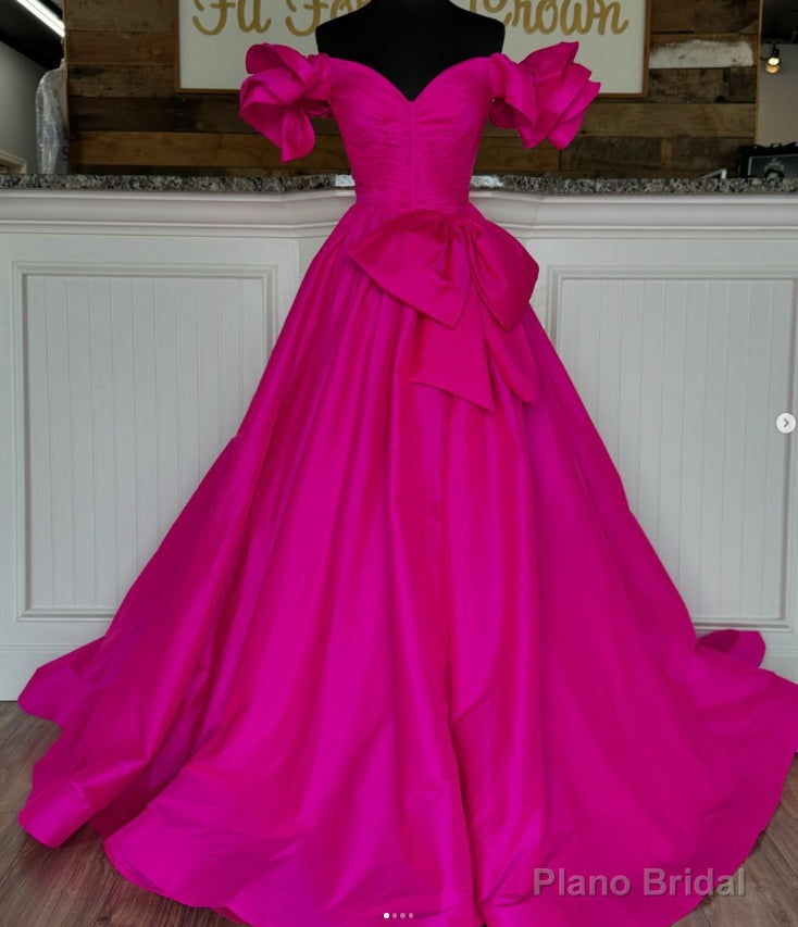 Off the Shoulder Long Prom Dress with Bow