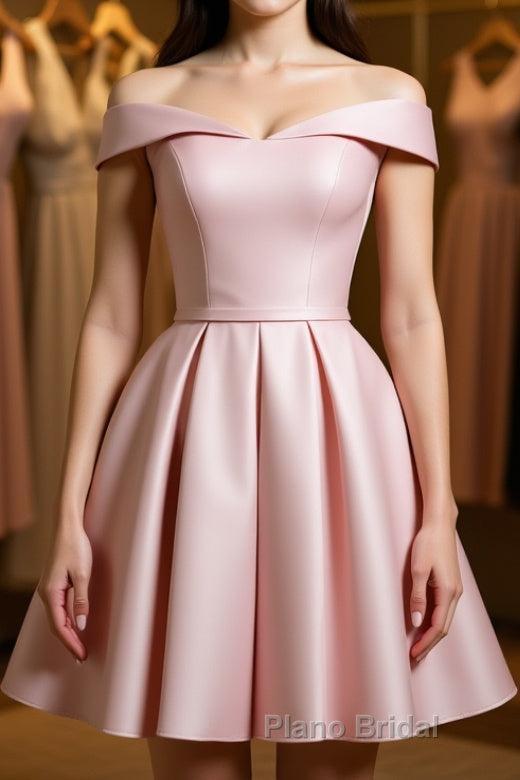 Off The Shoulder Pink Homecoming Dresses Short Formal Prom Dresses, Off Shoulder Graduation Dresses, Formal Dresses, Evening Dresses Main image