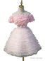 Off The Shoulder Pink Short Sleeve Ruffle Homecoming Dresses