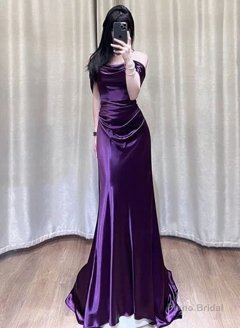 Off The Shoulder Purple A Line Long Prom Dresses Secondary image