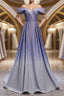 Off the Shoulder Purple Ombre Long Formal Prom Dresses, Off the Shoulder Purple Formal Evening Dress with Corset Back