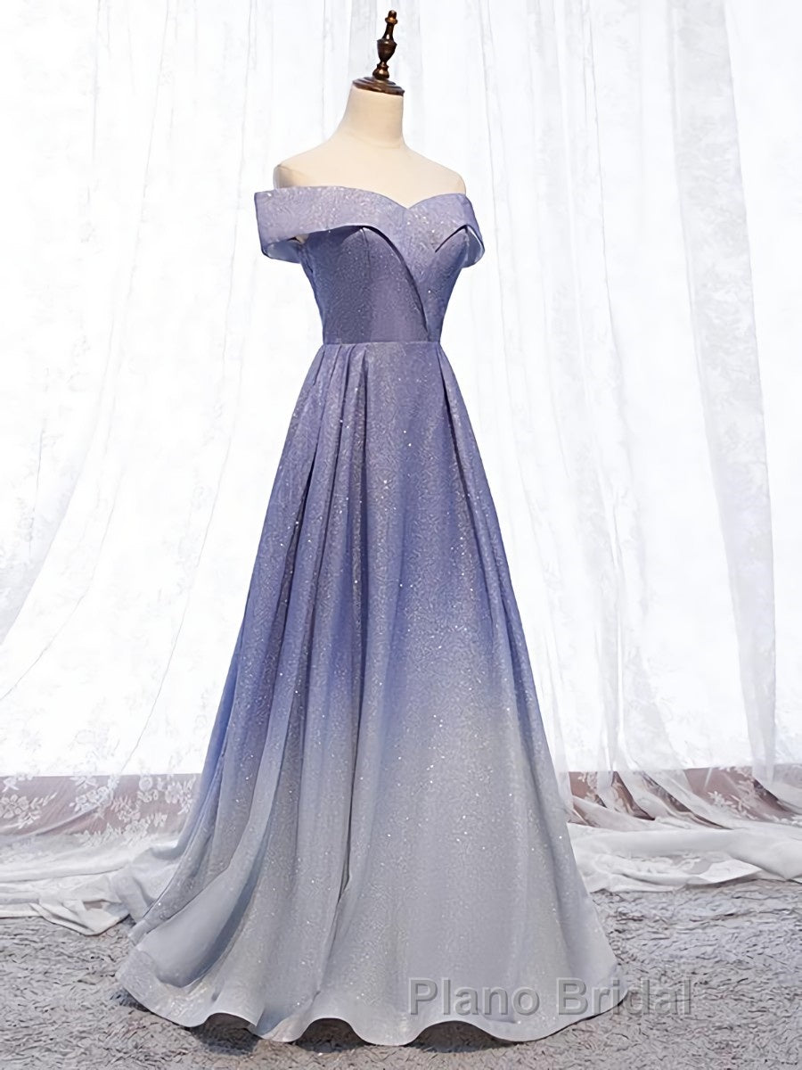 Off the Shoulder Purple Ombre Long Formal Prom Dresses, Off the Shoulder Purple Formal Evening Dress with Corset Back