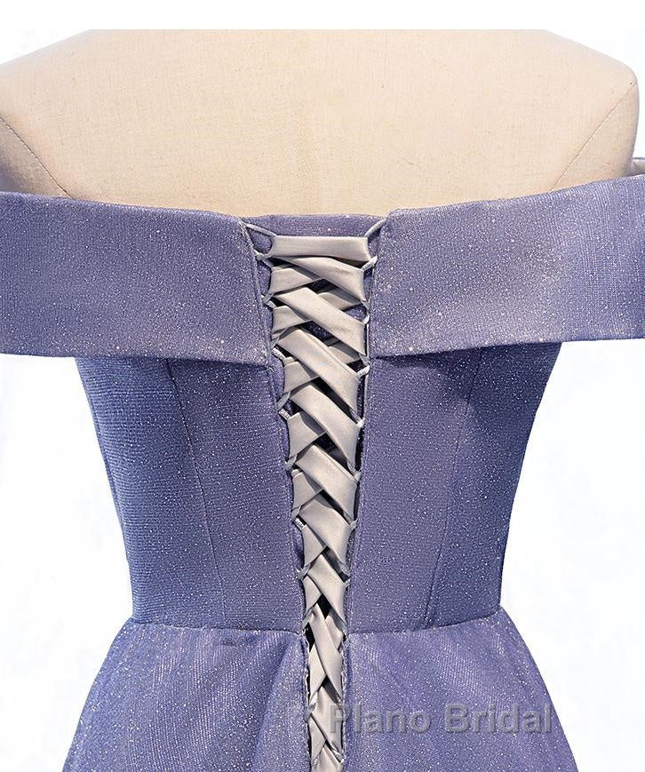 Off the Shoulder Purple Ombre Long Formal Prom Dresses, Off the Shoulder Purple Formal Evening Dress with Corset Back