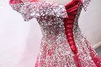 Off the Shoulder Red Long Formal Prom Gown, Off the Shoulder Red Beaded Formal Evening Dresses