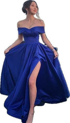 Off The Shoulder Royal Blue Formal Prom Dresses