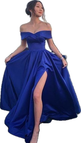 Off The Shoulder Royal Blue Formal Prom Dresses