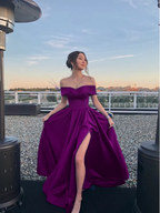 Off The Shoulder Royal Blue Formal Prom Dresses
