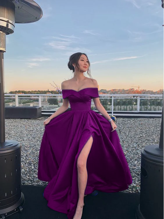 Off The Shoulder Royal Blue Formal Prom Dresses