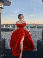 Off The Shoulder Royal Blue Formal Prom Dresses