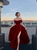 Off The Shoulder Royal Blue Formal Prom Dresses