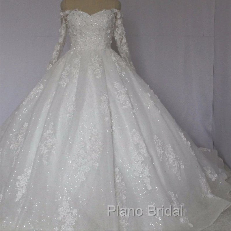 Off The Shoulder Royal Train Lace Wedding Dresses Ball Gowns Secondary image