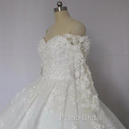 Off The Shoulder Royal Train Lace Wedding Dresses Ball Gowns