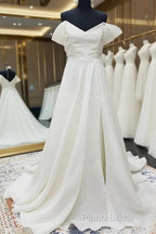 Off The Shoulder Ruffles Satin Bridal Wedding Dresses