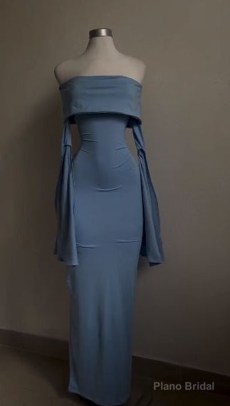 Off The Shoulder Sheath Birthday Dress Long Sleeves Prom Dress Main image