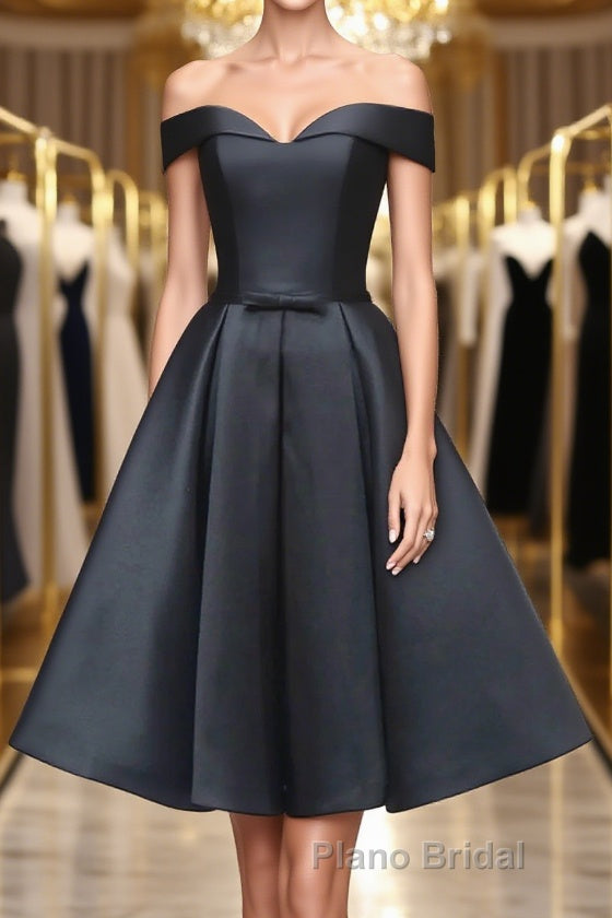Off the Shoulder Short Black Formal Prom Dresses, Off Shoulder Short Black Formal Graduation Dresses Main image