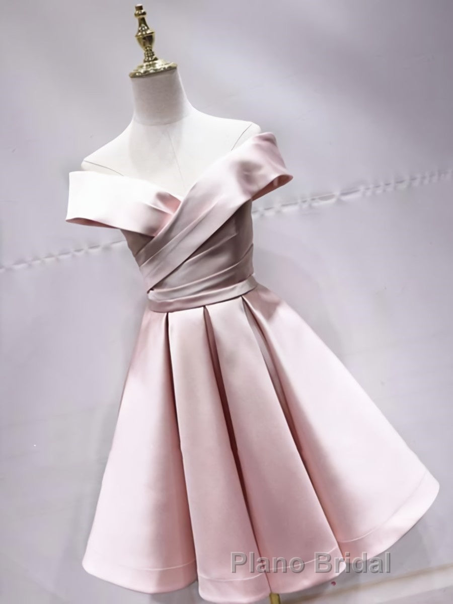 Off the Shoulder Short Pink Formal Prom Dresses, Short Pink Formal Evening Graduation Dresses Secondary image