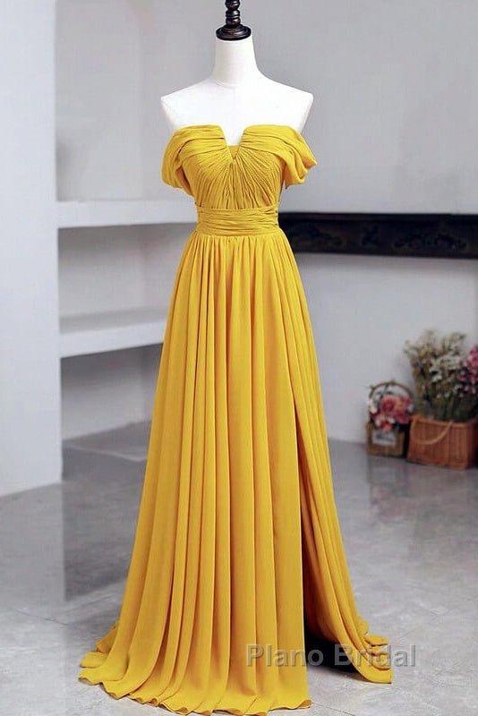 Off The Shoulder Split Chiffon Long Dresses Secondary image