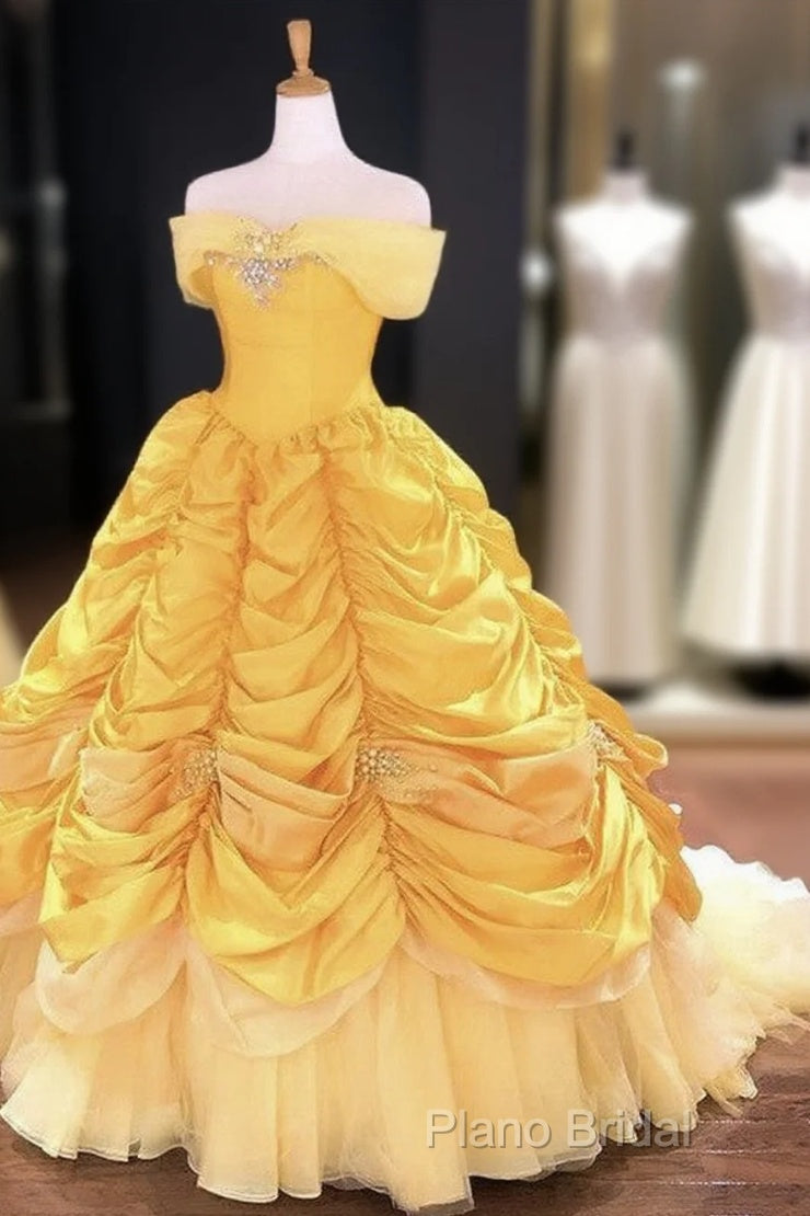 Off The Shoulder Taffeta Ball Gown Quinceanera Dresses Yellow Main image
