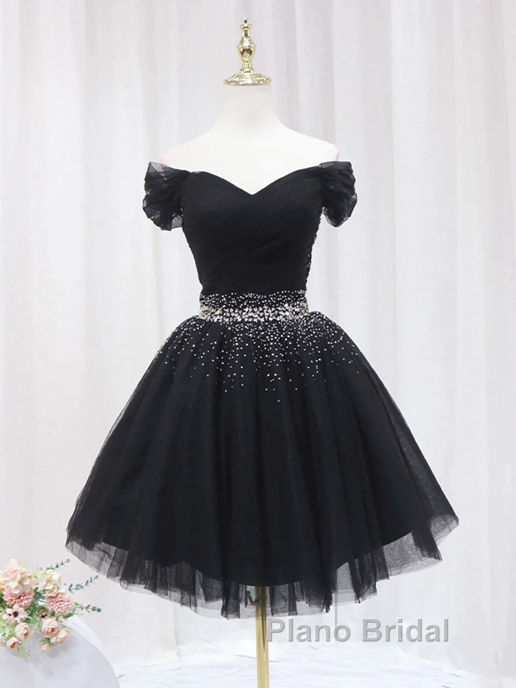 Off The Shoulder Tulle Red Short Formal Prom Dresses Lace Up